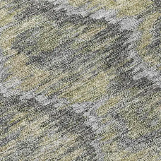 8' Gray Silver And Wheat Round Abstract Washable Indoor Outdoor Area Rug Photo 9
