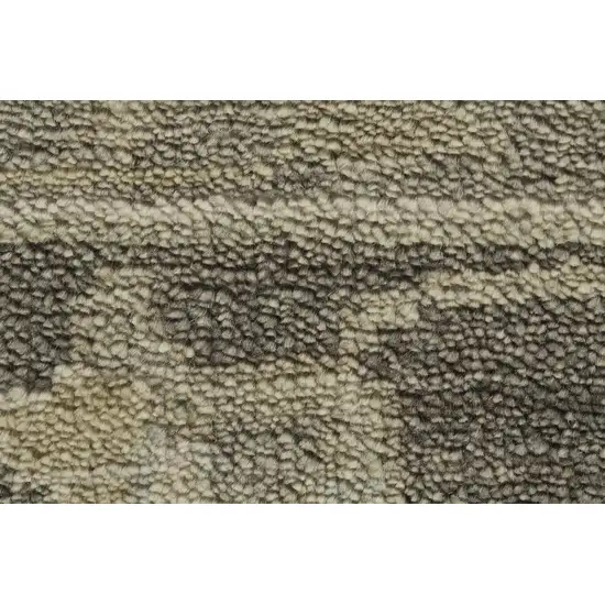 8' Gray Taupe And Black Wool Floral Hand Knotted Area Rug Photo 2