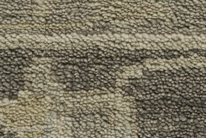 8' Gray Taupe And Black Wool Floral Hand Knotted Area Rug Photo 2