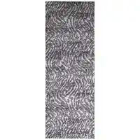 Photo of 8' Gray Taupe And Ivory Abstract Power Loom Stain Resistant Runner Rug