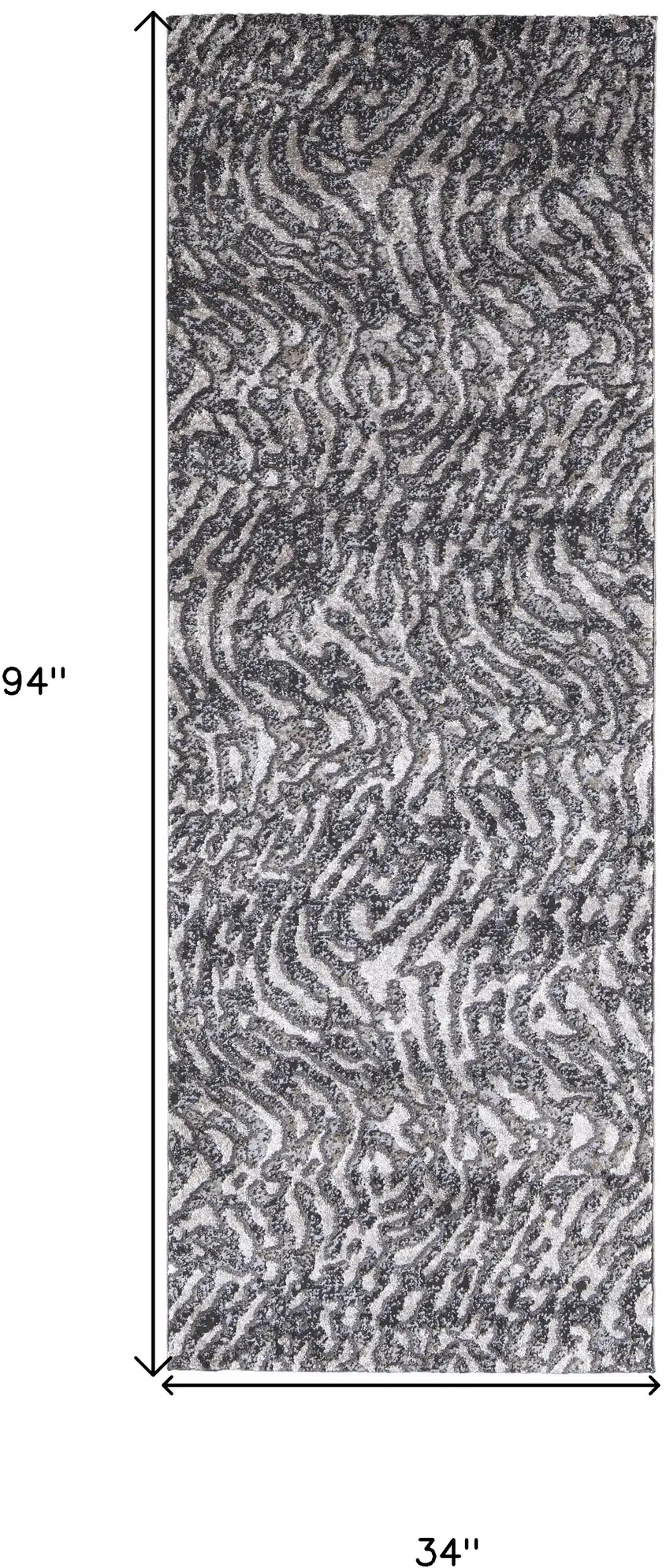 8' Gray Taupe And Ivory Abstract Power Loom Stain Resistant Runner Rug Photo 7