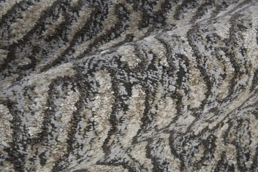 8' Gray Taupe And Ivory Abstract Power Loom Stain Resistant Runner Rug Photo 4