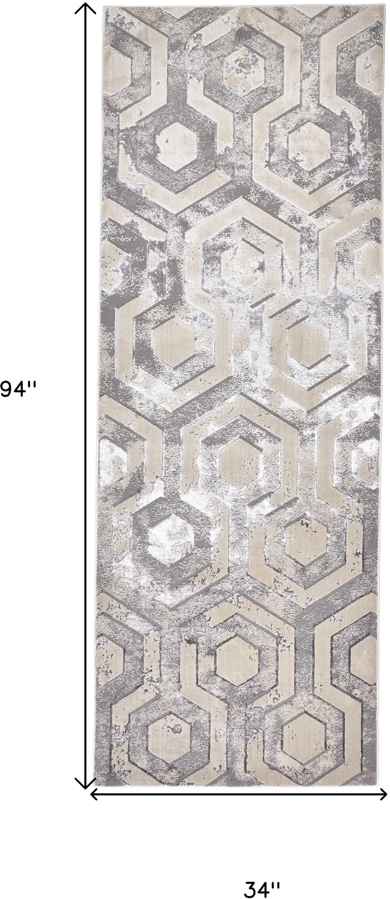 8' Gray Taupe And Silver Abstract Runner Rug Photo 4