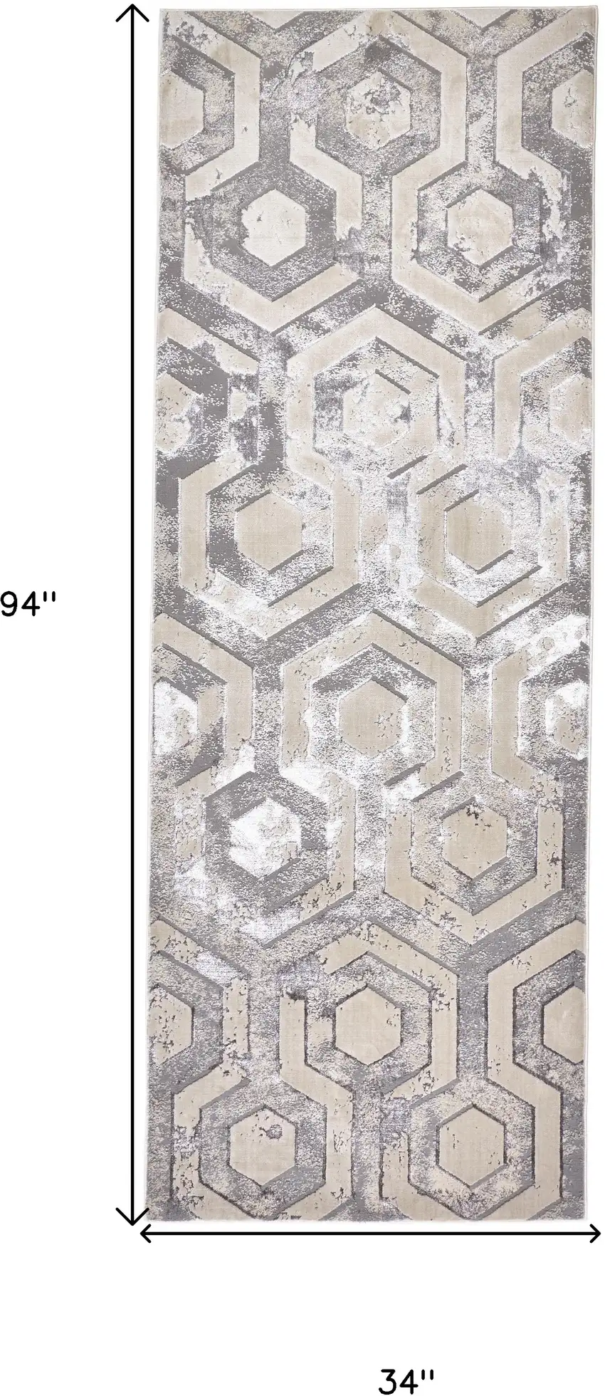 8' Gray Taupe And Silver Abstract Runner Rug Photo 4