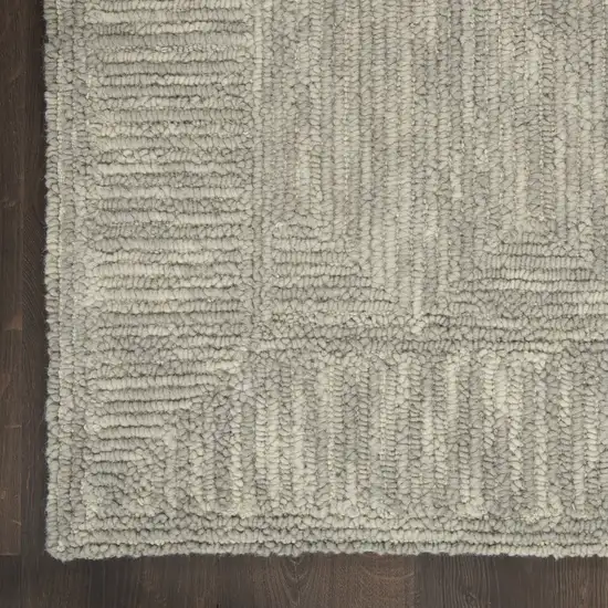8' Gray Wool Geometric Runner Rug Photo 7