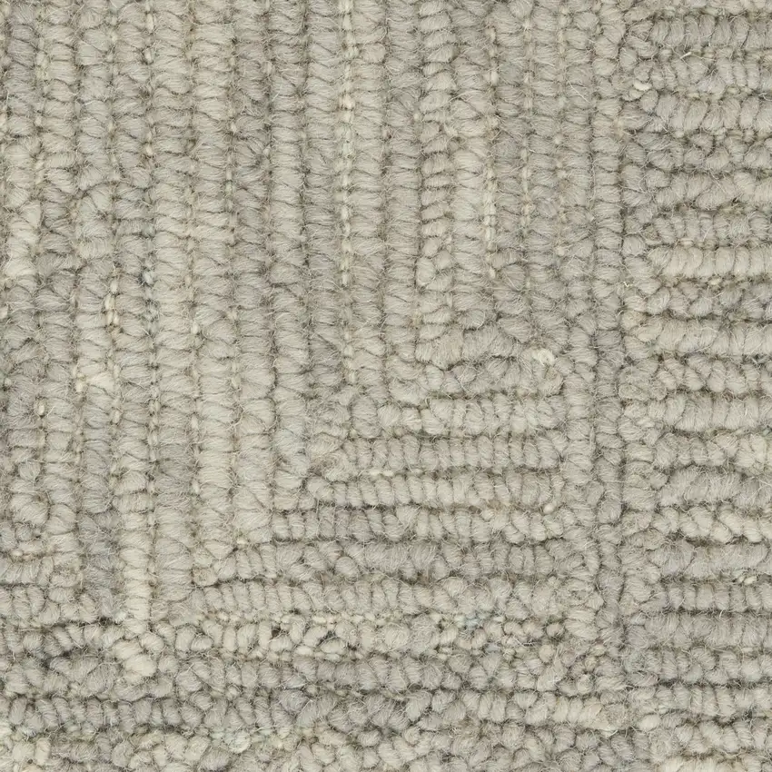 8' Gray Wool Geometric Runner Rug Photo 5