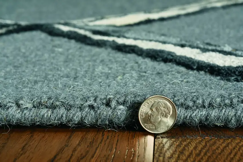 8' Gray Wool Handmade Runner Rug Photo 4