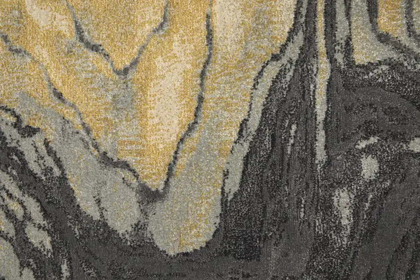 8' Gray Yellow And Ivory Runner Rug Photo 7