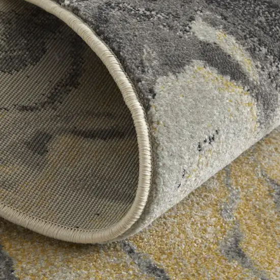 8' Gray Yellow And Ivory Runner Rug Photo 3