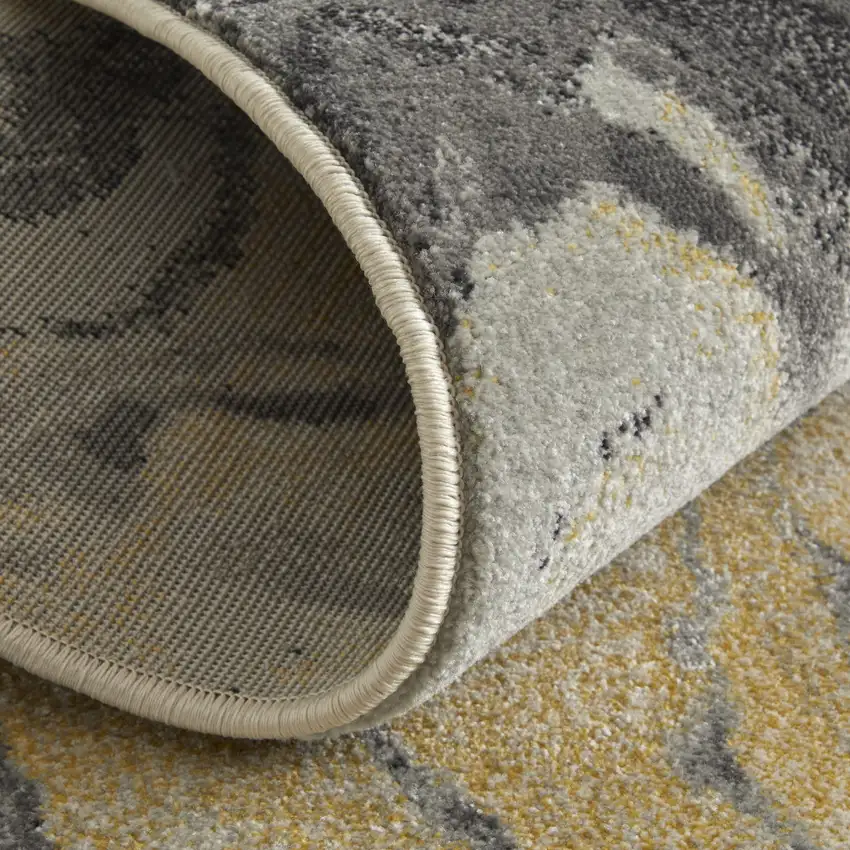 8' Gray Yellow And Ivory Runner Rug Photo 3