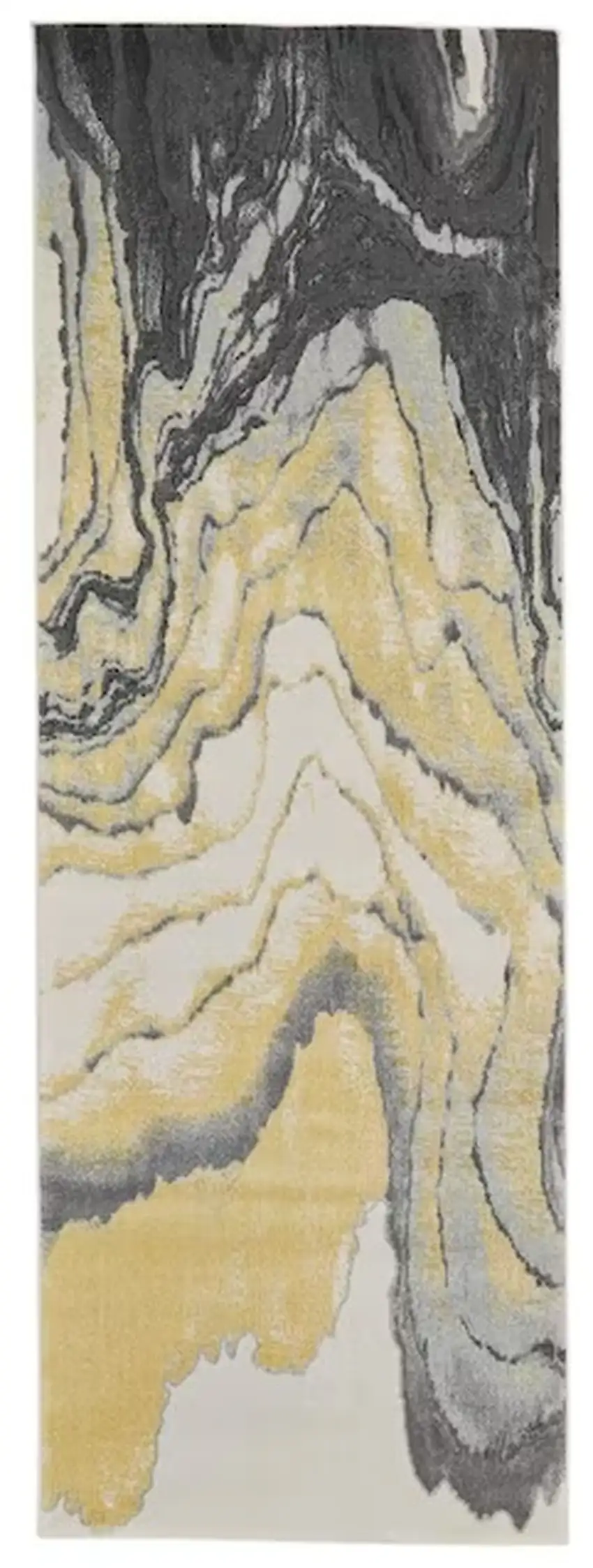 8' Gray Yellow And Ivory Runner Rug Photo 1