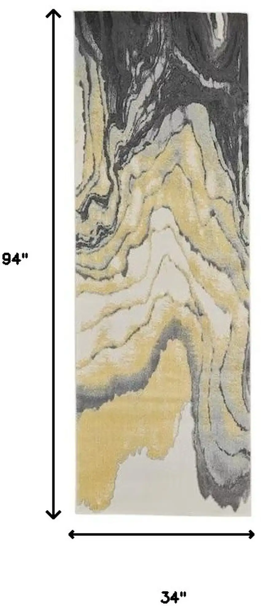 8' Gray Yellow And Ivory Runner Rug Photo 9