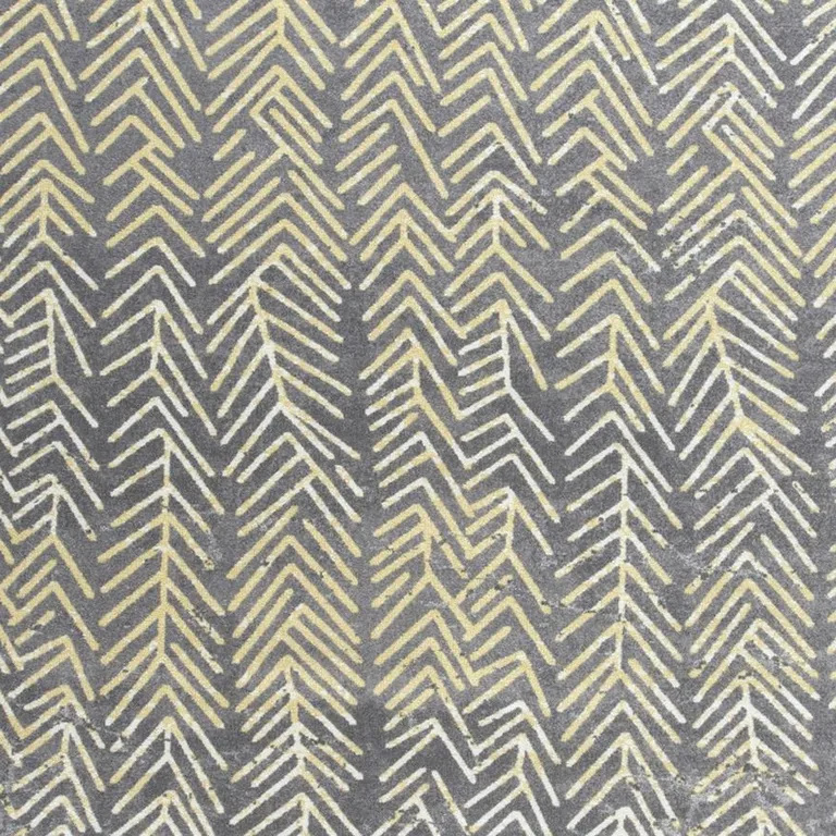 8' Gray Yellow And White Round Abstract Stain Resistant Area Rug Photo 3