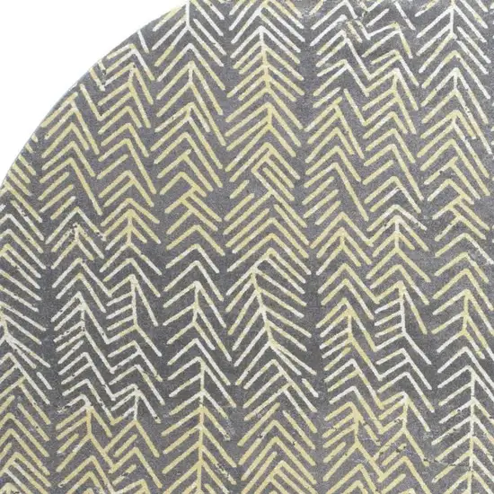 8' Gray And Yellow Abstract Round Rug Photo 3