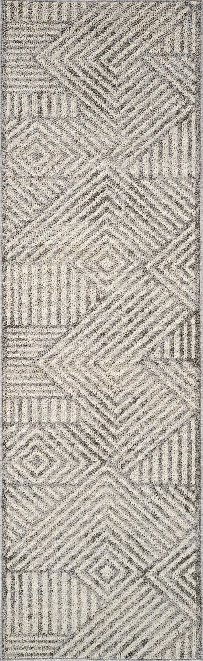 8' Gray and Beige Abstract Distressed Area Rug Photo 2