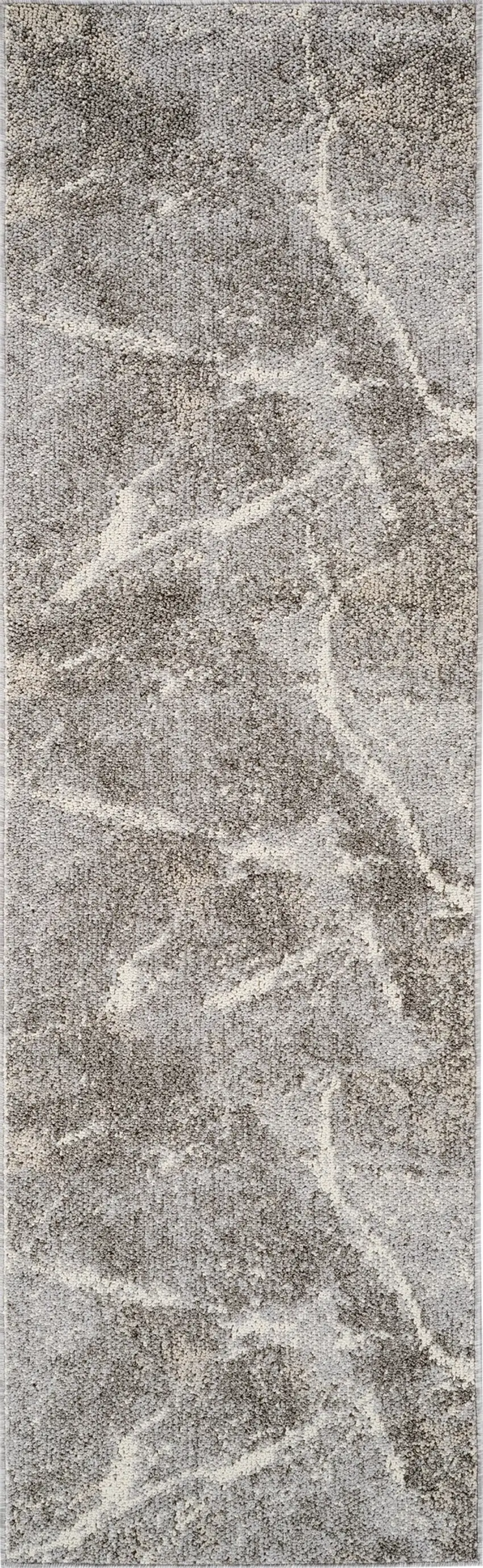 8' Gray and Beige Abstract Distressed Area Rug Photo 2