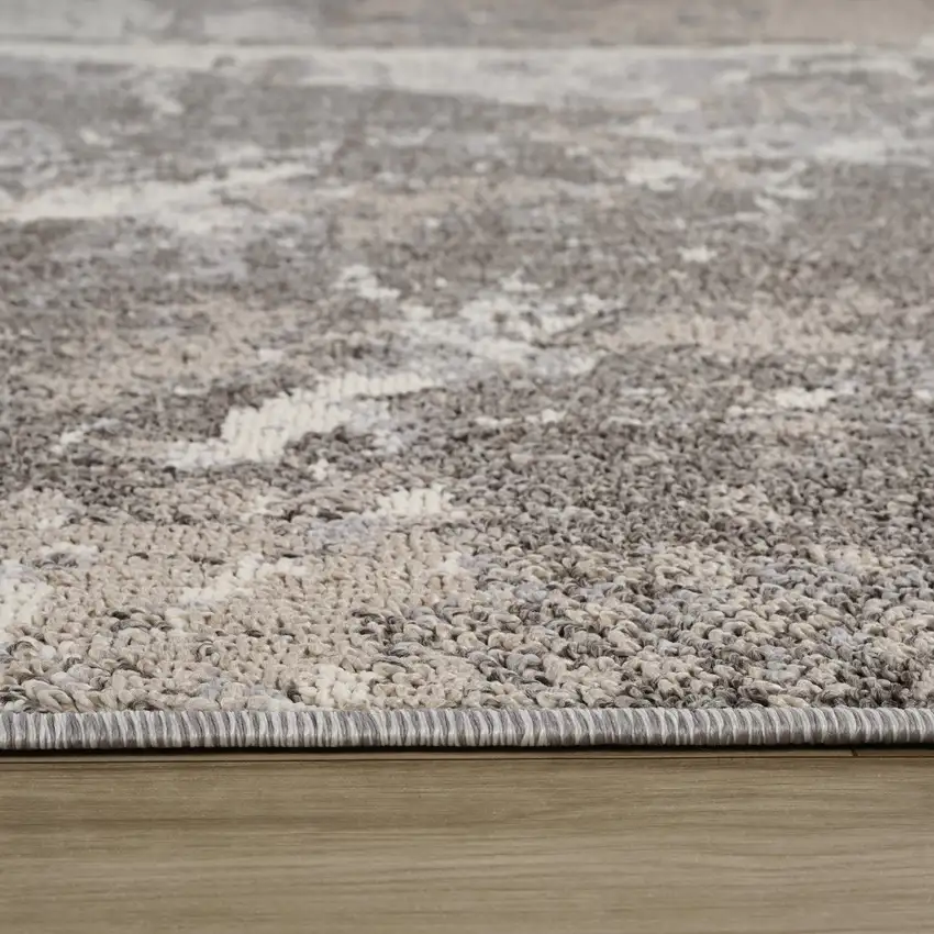 8' Gray and Beige Abstract Distressed Area Rug Photo 7