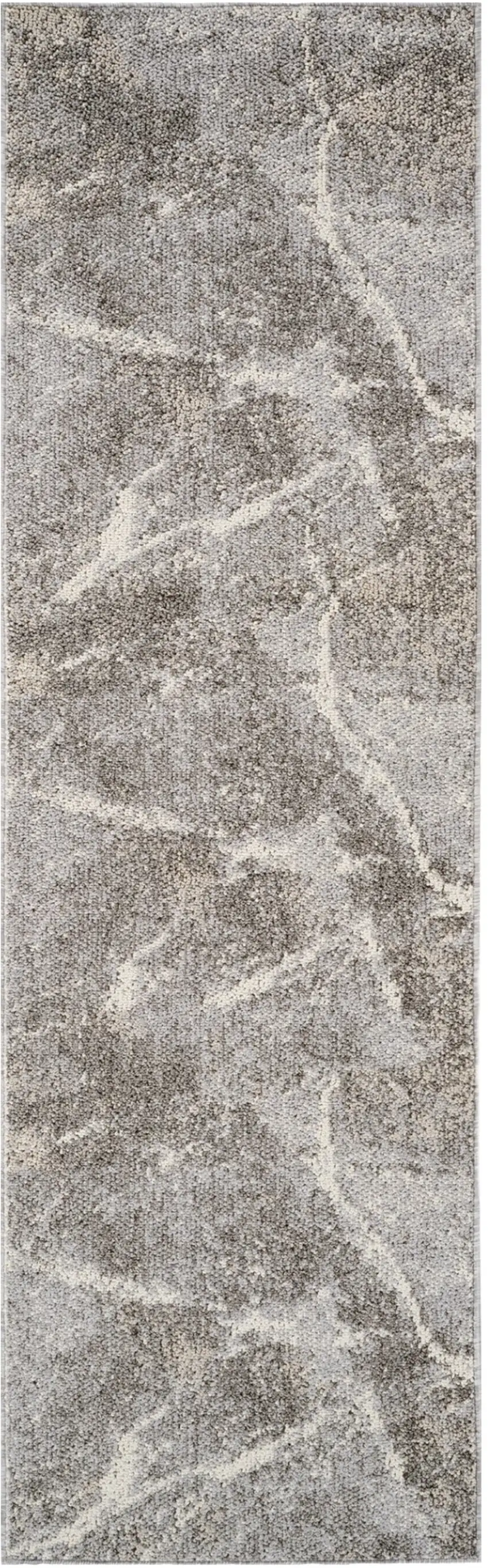 8' Gray and Beige Abstract Distressed Area Rug Photo 2