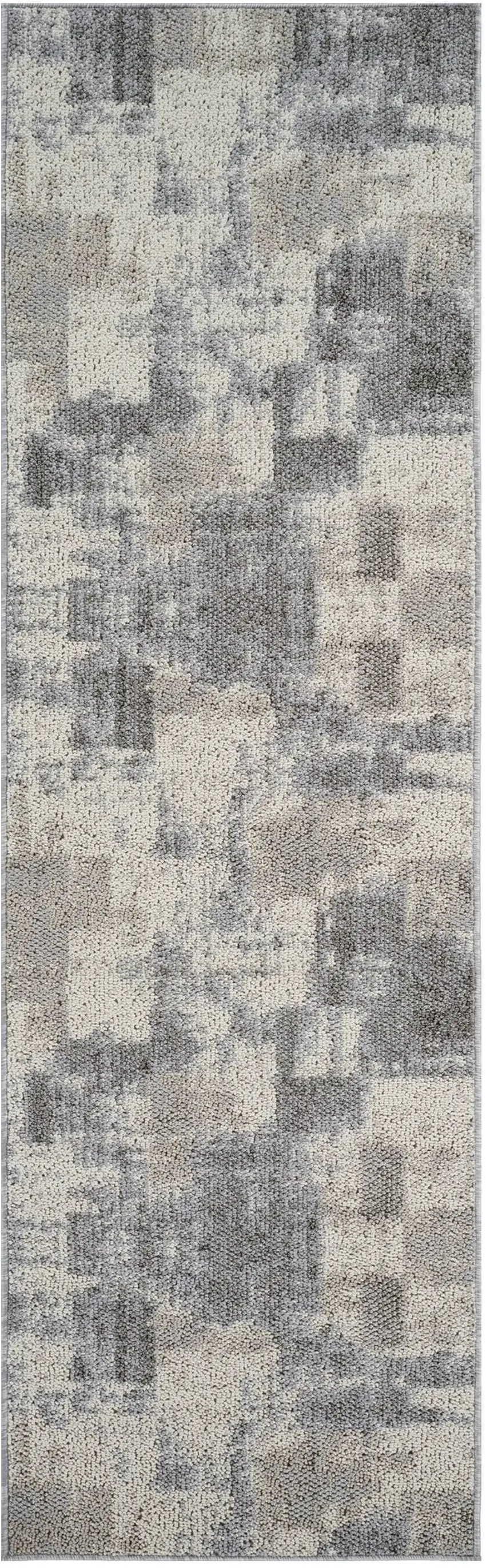 8' Gray and Beige Abstract Distressed Area Rug Photo 2