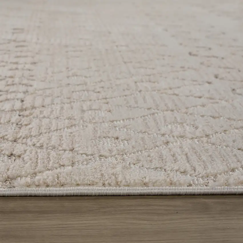 8' Gray and Beige Abstract Distressed Area Rug Photo 8