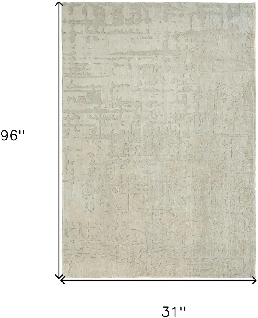 10' Gray and Beige Abstract Non Skid Area Rug Photo 3