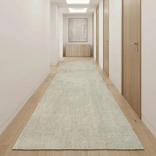 10' Beige And Gray Abstract Runner Rug Photo 1