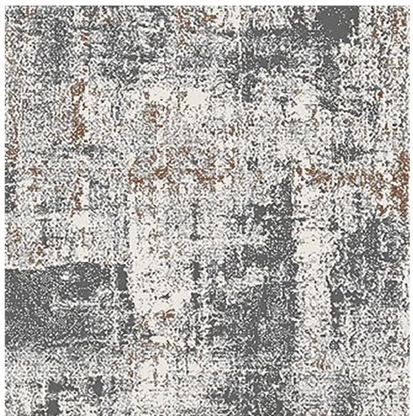 10' Gray and Beige Abstract Power Loom Runner Rug Photo 6