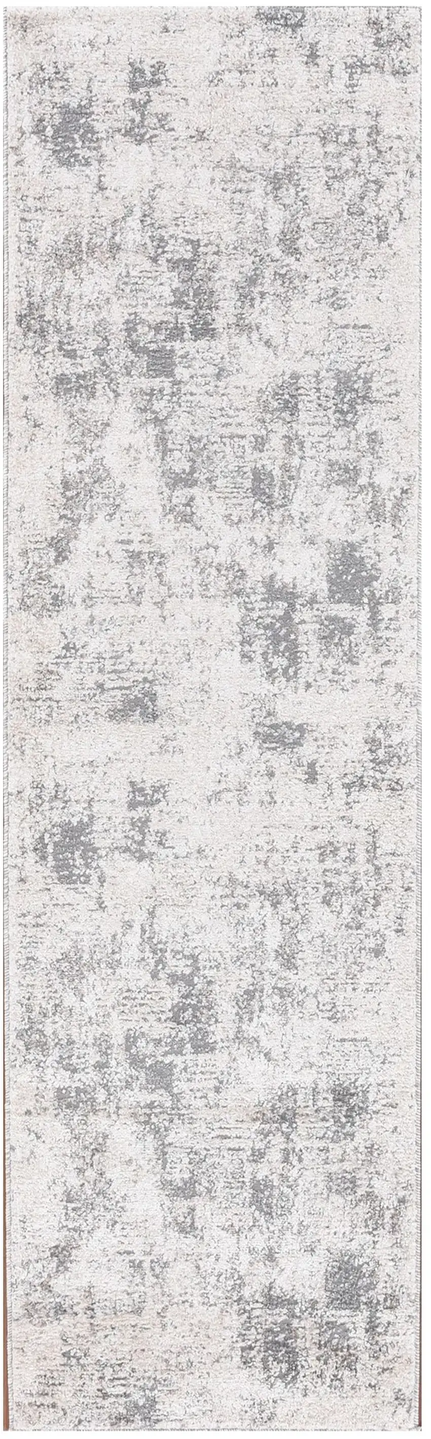 8' Gray and Beige Abstract Power Loom Runner Rug Photo 2