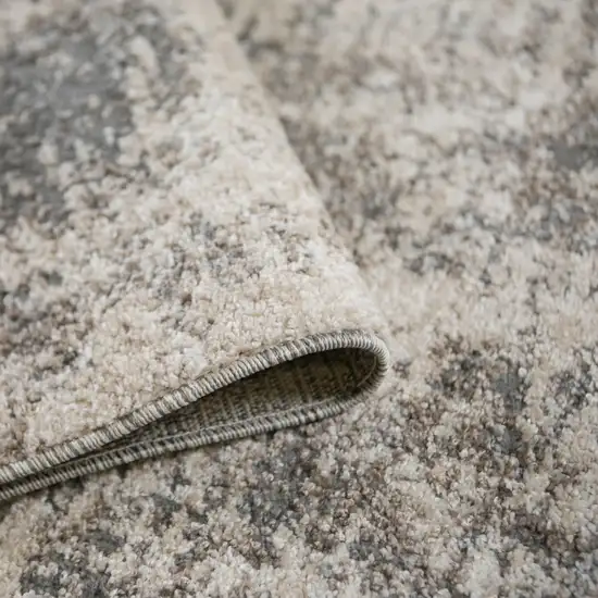 8' Gray and Beige Abstract Power Loom Runner Rug Photo 7