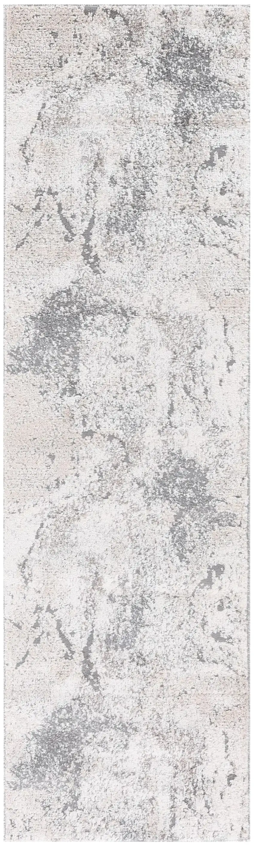 8' Gray and Beige Abstract Power Loom Runner Rug Photo 2