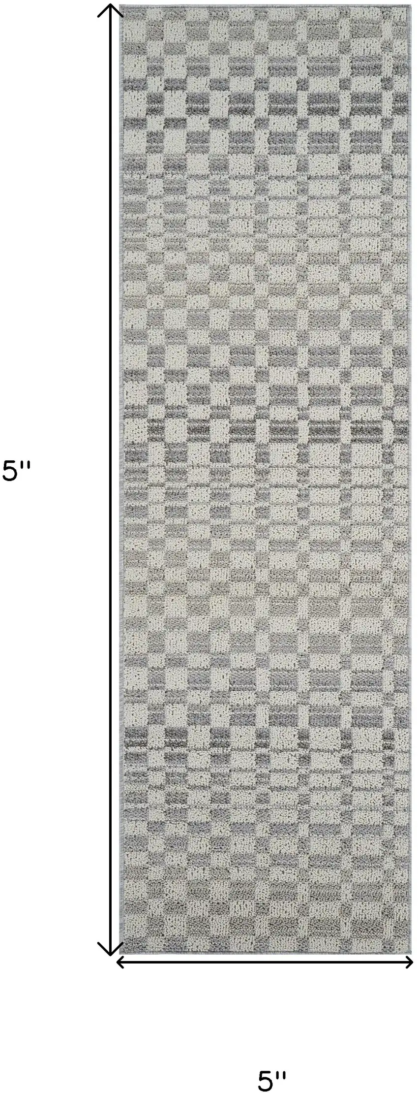 8' Gray and Beige Checkered Distressed Area Rug Photo 3
