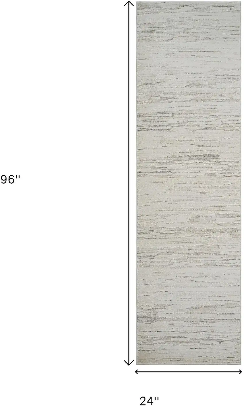 8' Gray And Beige Geometric Distressed Runner Rug Photo 3