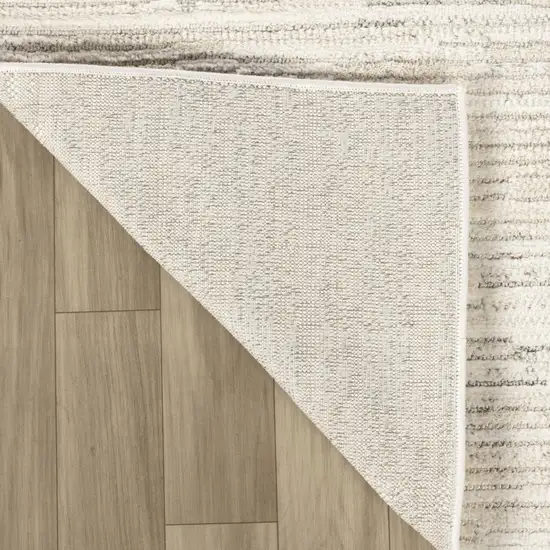 8' Gray And Beige Geometric Distressed Runner Rug Photo 5