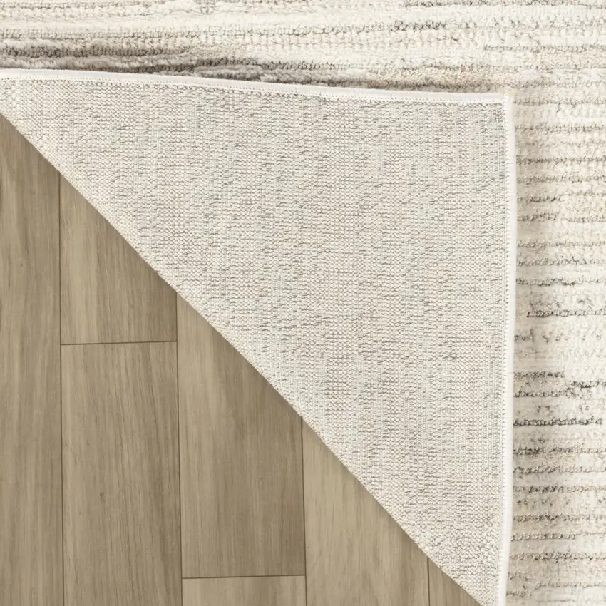 8' Gray And Beige Geometric Distressed Runner Rug Photo 5