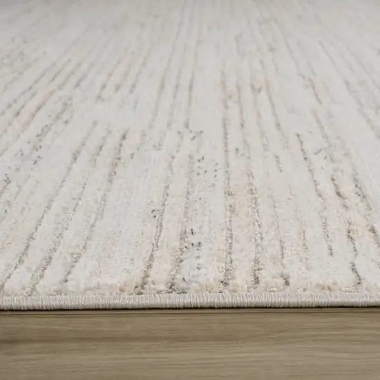 8' Gray And Beige Geometric Distressed Runner Rug Photo 7