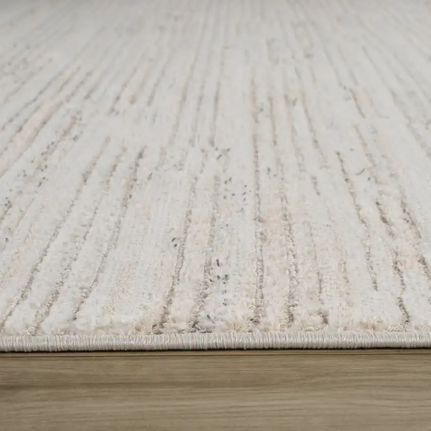 8' Gray And Beige Geometric Distressed Runner Rug Photo 7