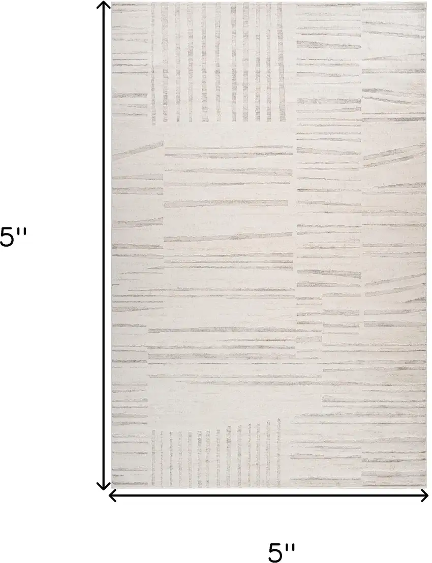 8' Gray and Beige Geometric Distressed Area Rug Photo 3
