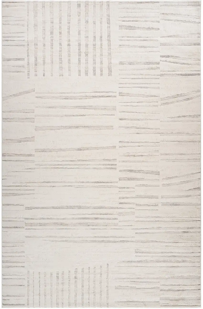8' Gray and Beige Geometric Distressed Area Rug Photo 2