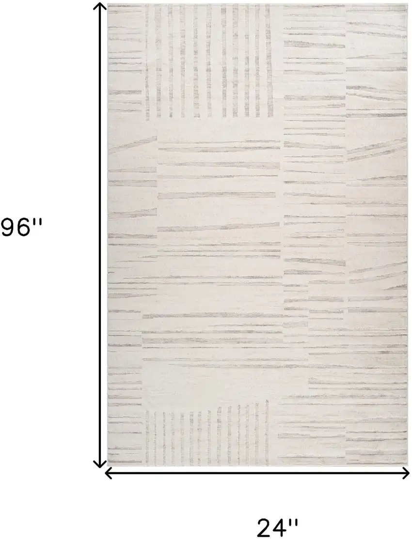 8' Gray and Beige Geometric Distressed Area Rug Photo 7