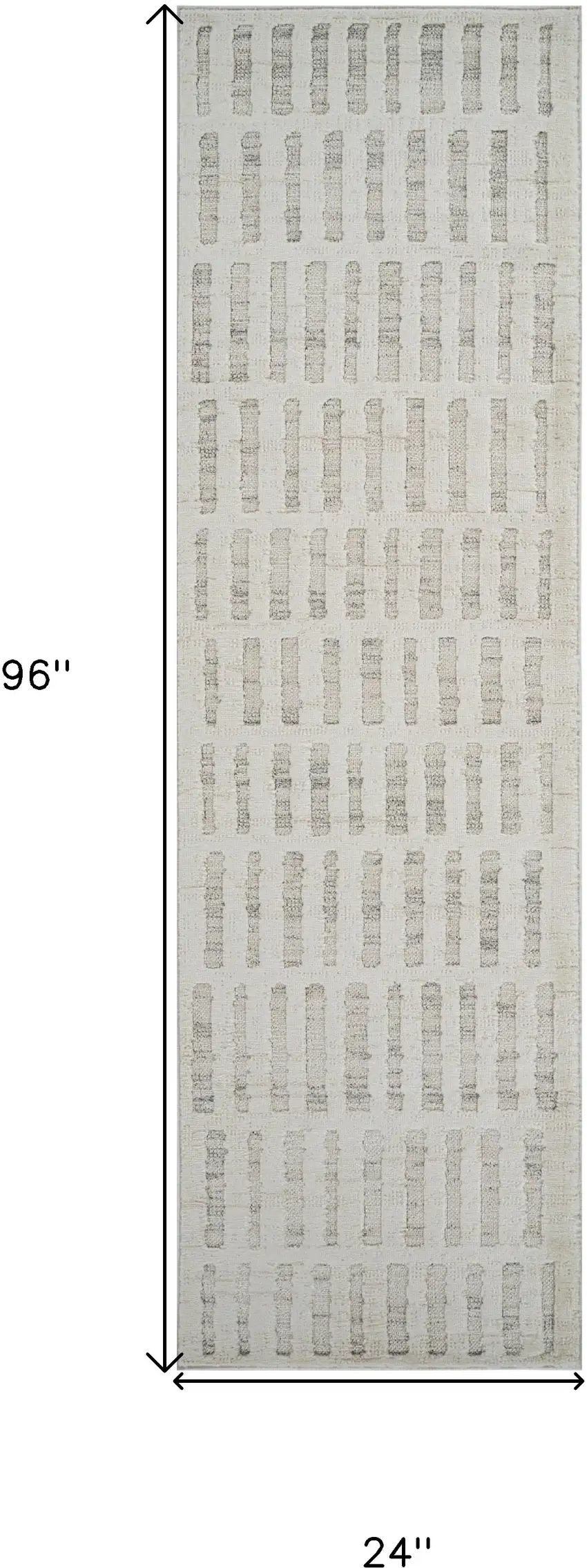 8' Gray and Beige Geometric Distressed Runner Rug Photo 8