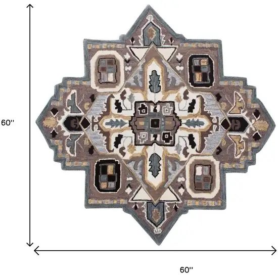 Blue And Red Wool Hand Tufted Area Rug Photo 3