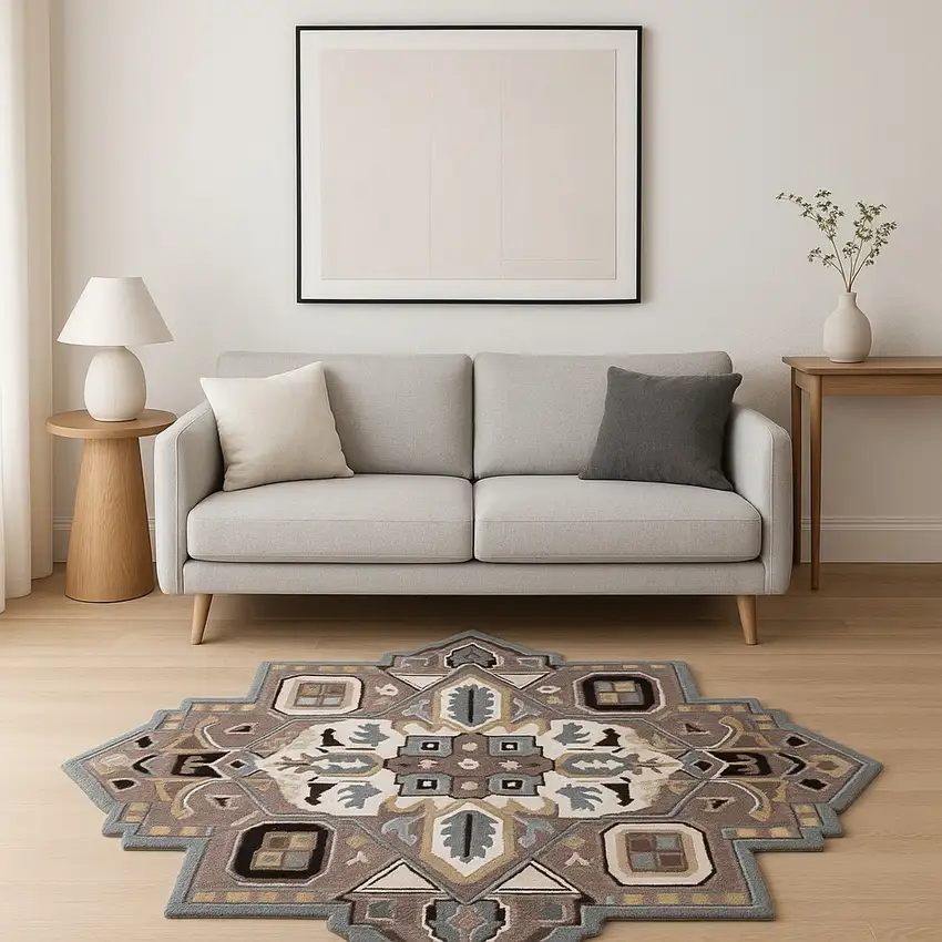 Blue And Red Wool Hand Tufted Area Rug Photo 1