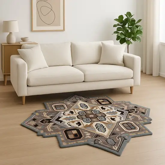 Blue And Red Wool Hand Tufted Area Rug Photo 2