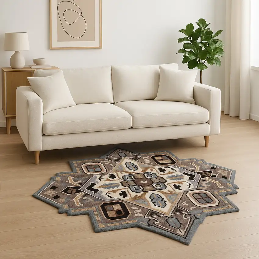 Blue And Red Wool Hand Tufted Area Rug Photo 2