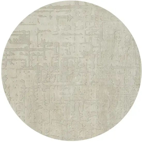 5' Gray and Beige Round Abstract Non Skid Area Rug Photo 2
