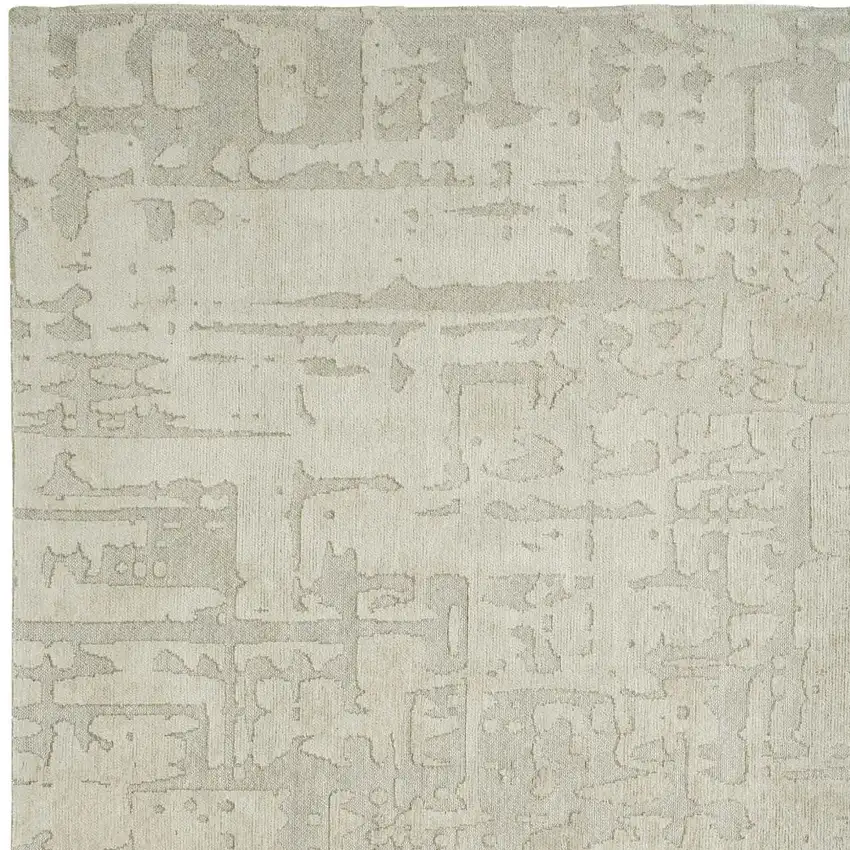 5' Gray and Beige Round Abstract Non Skid Area Rug Photo 5