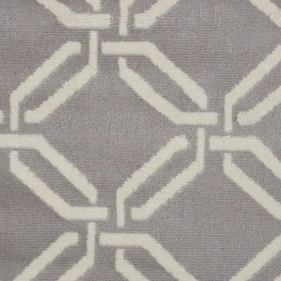 5' Gray and Beige Trellis Round Rug Photo 7