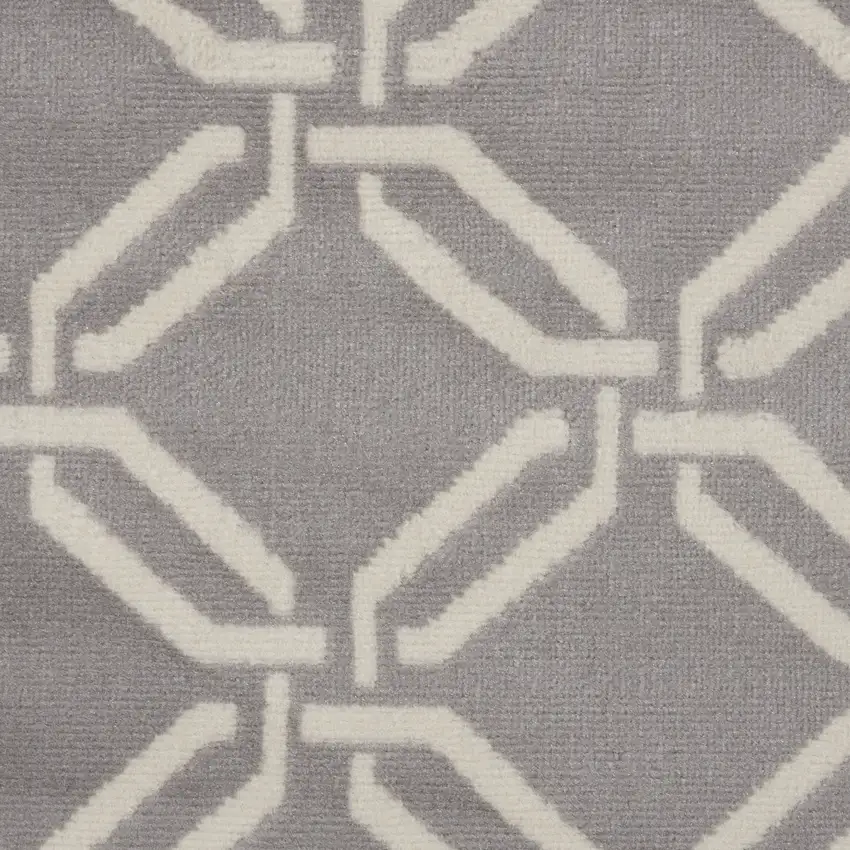 5' Gray and Beige Trellis Round Rug Photo 7