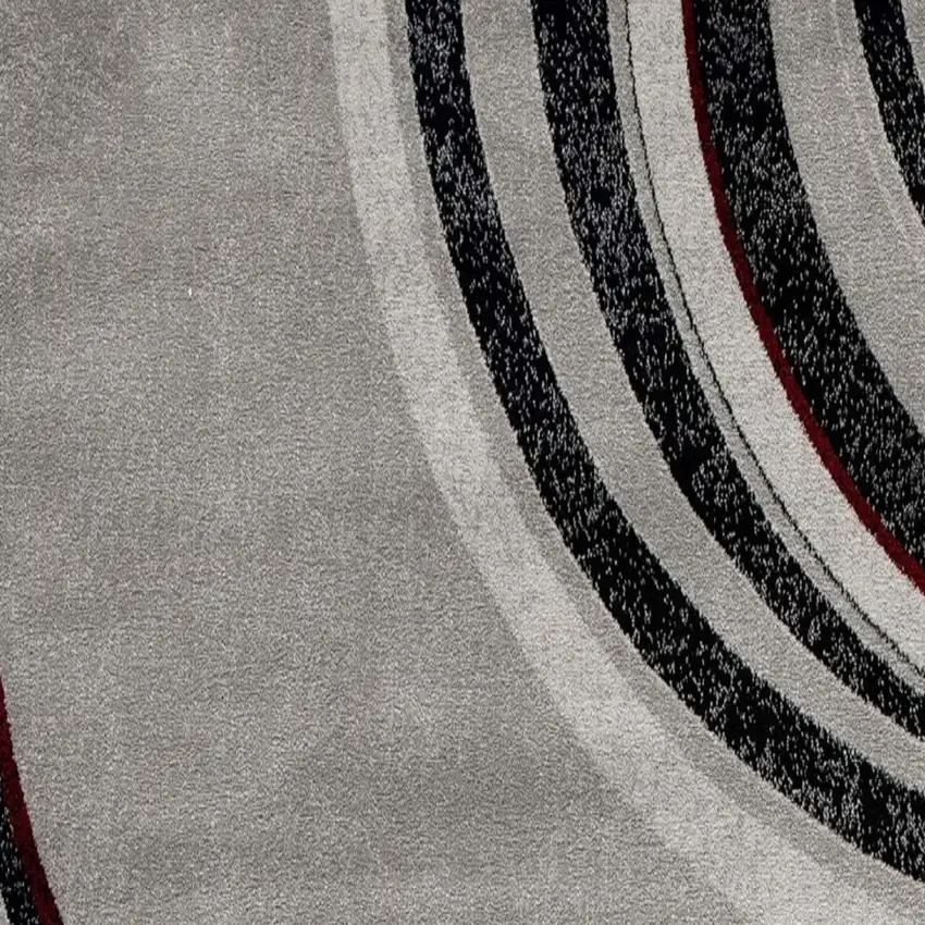10' Gray and Black Abstract Power Loom Distressed Runner Rug Photo 4