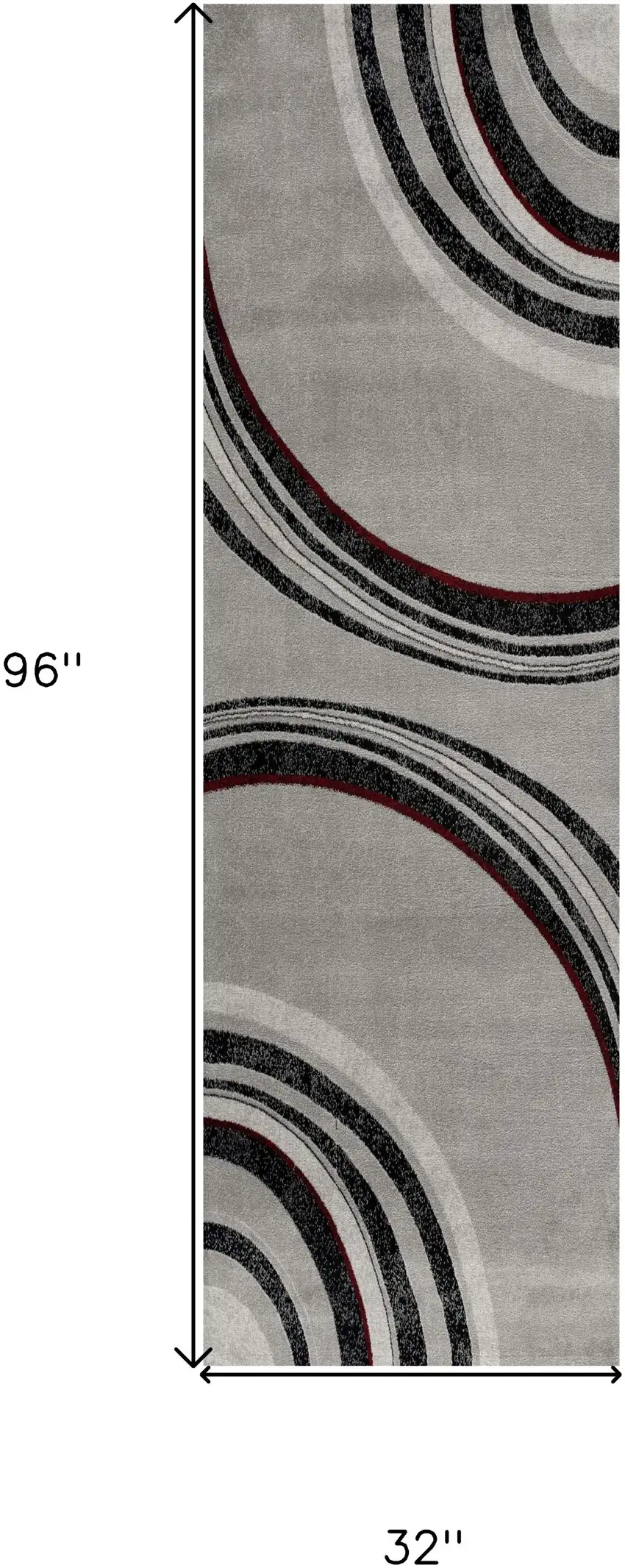 8' Gray and Black Abstract Power Loom Distressed Runner Rug Photo 3